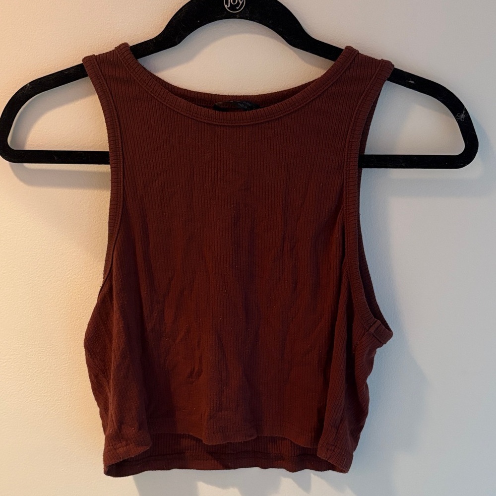 SHEIN Chocolate Brown Sleeveless Crop Top